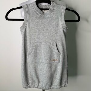 Junior Gaultier Kids Grey Sleeveless Kangaroo Pocket Cotton Sweatshirt Size 6 Y